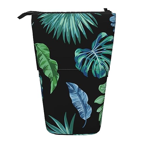 Oudrspo Federmäppchen mit Bananenblättern, Bedruckt, stehend, Federmäppchen, Teleskop-Federmäppchen, niedliches Schreibwarenetui, Büro-Organizer mit Reißverschluss von Oudrspo