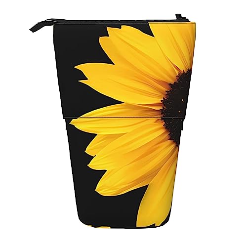 Oudrspo Federmäppchen mit Blumen- und Sonnenblume-Motiv, Stand-Up-Bleistifttasche, niedlicher Teleskop-Bleistifthalter, Make-up-Tasche für das Büro von Oudrspo