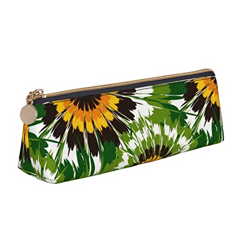 Oudrspo Federmäppchen mit Blumenmuster, dreieckiges Stiftetui, tragbares Federmäppchen, Leder-Organizer mit Reißverschluss, Kosmetiktasche von Oudrspo