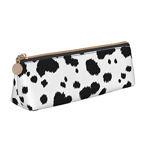 Oudrspo Federmäppchen mit Dalmatiner-Druckmuster, dreieckig, tragbares Federmäppchen, Leder-Organizer mit Reißverschluss, Kosmetiktasche von Oudrspo