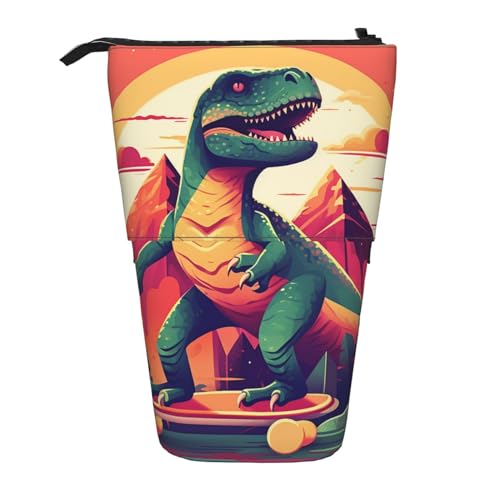 Oudrspo Federmäppchen mit Dinosaurier-Skateboard-Motiv, süße Stifttasche, Teleskop-Schreibwarentasche, Make-up-Kosmetiktasche für das Büro von Frauen von Oudrspo