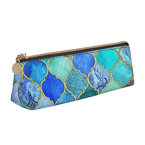 Oudrspo Federmäppchen mit Gittermuster aus Leder mit Reißverschluss, tragbare Schreibwarentasche, Organizer, Schreibwarenetui, Unisex von Oudrspo