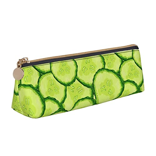 Oudrspo Federmäppchen mit Gurkenmuster, dreieckig, tragbares Federmäppchen, Leder-Organizer mit Reißverschluss, Kosmetiktasche von Oudrspo
