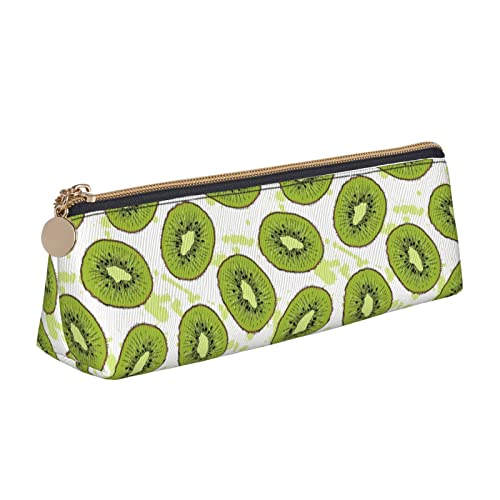 Oudrspo Federmäppchen mit Kiwi-Fruchtmuster, dreieckig, tragbares Federmäppchen, Leder-Organizer mit Reißverschluss, Kosmetiktasche Oudrspo Federmäppchen mit Kiwi-Fruchtmuster, dreieckig, tragbares Federmäppchen, Leder-Organizer mit Reißverschluss, Kosmetiktasche von Oudrspo