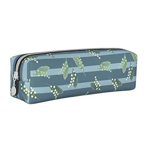 Oudrspo Federmäppchen mit Lilienmuster, rundes Stiftetui, tragbares Federmäppchen, Leder-Organizer mit Reißverschluss, Kosmetiktasche von Oudrspo