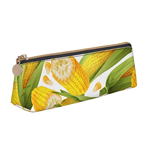 Oudrspo Federmäppchen mit Maismuster, dreieckig, tragbares Federmäppchen, Leder-Organizer mit Reißverschluss, Kosmetiktasche von Oudrspo