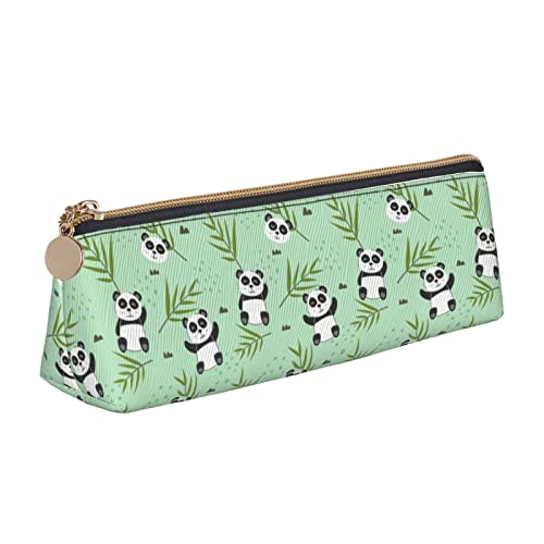 Oudrspo Federmäppchen mit Panda- und Bambusblättern-Muster, dreieckiges Stiftetui, tragbares Federmäppchen, Leder-Organizer mit Reißverschluss, Kosmetiktasche Oudrspo Federmäppchen mit Panda- und Bambusblättern-Muster, dreieckiges Stiftetui, tragbares Federmäppchen, Leder-Organizer mit Reißverschluss, Kosmetiktasche von Oudrspo