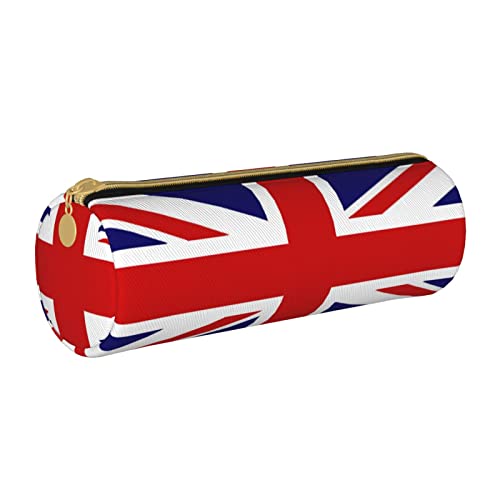Oudrspo Federmäppchen mit Reißverschluss aus Leder mit britischer Flagge, tragbare Schreibwarentasche, Organizer, Schreibwarenetui, Unisex von Oudrspo