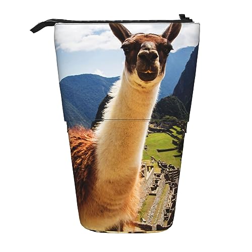 Oudrspo Federmäppchen mit Schaf-Motiv, Bedruckt, stehend, Federmäppchen, ausziehbarer Federhalter, niedliches Schreibwarenetui, Büro-Organizer mit Reißverschluss von Oudrspo