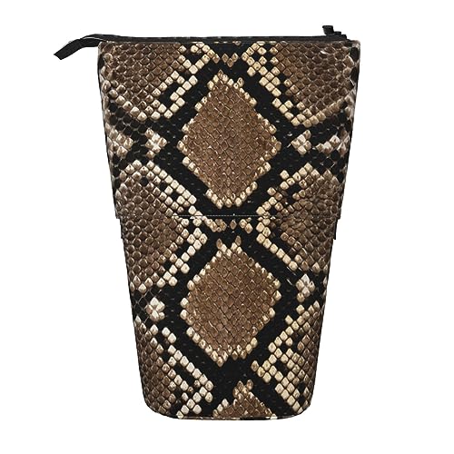 Oudrspo Federmäppchen mit Schlangenhaut-Motiv, Bedruckt, stehend, Federmäppchen, ausziehbarer Federhalter, niedliches Schreibwarenetui, Büro-Organizer mit Reißverschluss von Oudrspo