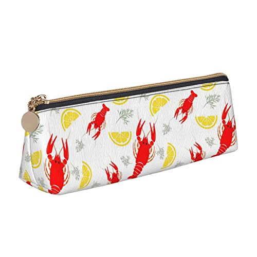 Oudrspo Federmäppchen mit Tiermotiv, Krebsmuster, dreieckig, tragbares Federmäppchen, Leder-Organizer mit Reißverschluss, Kosmetiktasche von Oudrspo