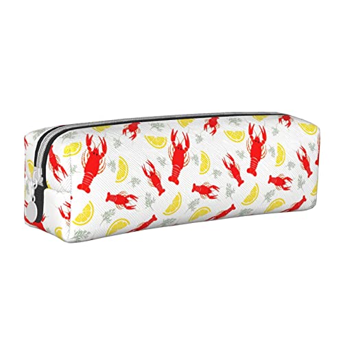 Oudrspo Federmäppchen mit Tiermotiv, Krebsmuster, rund, Stiftetui, tragbar, Leder-Organizer mit Reißverschluss, Kosmetiktasche von Oudrspo