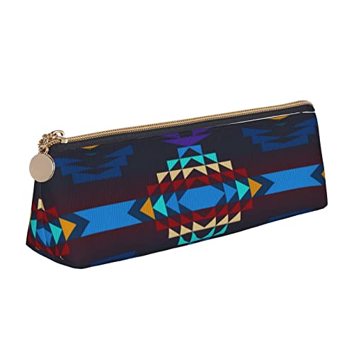 Oudrspo Federmäppchen mit Western-Indianer-Muster, dreieckiges Stiftetui, tragbares Federmäppchen, Leder-Organizer mit Reißverschluss, Kosmetiktasche Oudrspo Federmäppchen mit Western-Indianer-Muster, dreieckiges Stiftetui, tragbares Federmäppchen, Leder-Organizer mit Reißverschluss, Kosmetiktasche von Oudrspo