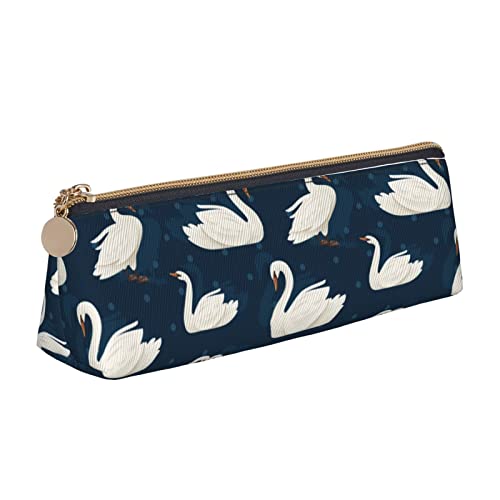 Oudrspo Federmäppchen mit niedlichem Gänsetiermuster, dreieckig, tragbares Federmäppchen, Leder-Organizer mit Reißverschluss, Kosmetiktasche von Oudrspo