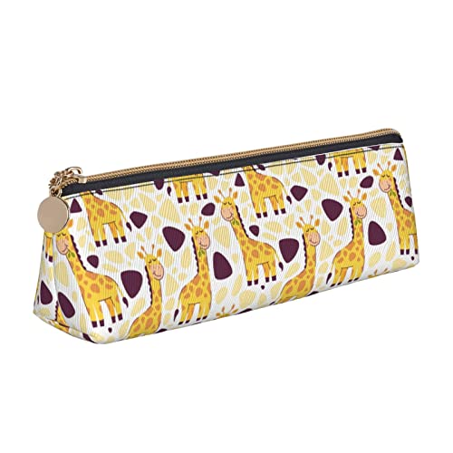 Oudrspo Federmäppchen mit niedlichem Giraffenmuster, dreieckiges Stiftetui, tragbares Federmäppchen, Leder-Organizer mit Reißverschluss, Kosmetiktasche Oudrspo Federmäppchen mit niedlichem Giraffenmuster, dreieckiges Stiftetui, tragbares Federmäppchen, Leder-Organizer mit Reißverschluss, Kosmetiktasche von Oudrspo