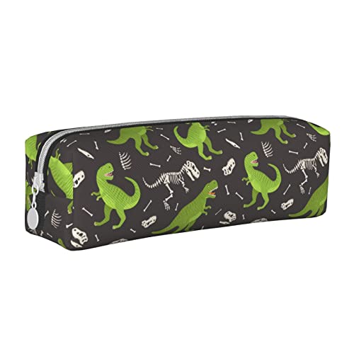 Oudrspo Federmäppchen mit niedlichem Tier-Dinosaurier-Druck, rundes Stiftetui, tragbares Federmäppchen, Leder-Organizer mit Reißverschluss, Kosmetiktasche von Oudrspo