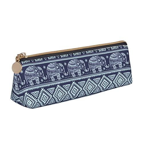 Oudrspo Federmäppchen mit niedlichem Tier-Elefant-Motiv, dreieckiges Stiftetui, tragbares Federmäppchen, Leder-Organizer mit Reißverschluss, Kosmetiktasche Oudrspo Federmäppchen mit niedlichem Tier-Elefant-Motiv, dreieckiges Stiftetui, tragbares Federmäppchen, Leder-Organizer mit Reißverschluss, Kosmetiktasche von Oudrspo