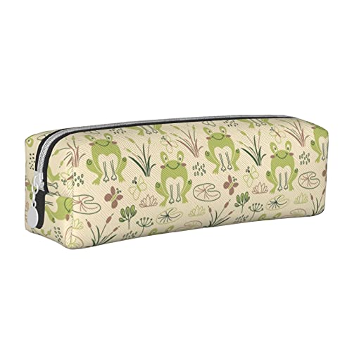 Oudrspo Federmäppchen mit niedlichem Tier-Frosch-Motiv, rundes Stiftetui, tragbares Federmäppchen, Leder-Organizer mit Reißverschluss, Kosmetiktasche Oudrspo Federmäppchen mit niedlichem Tier-Frosch-Motiv, rundes Stiftetui, tragbares Federmäppchen, Leder-Organizer mit Reißverschluss, Kosmetiktasche von Oudrspo
