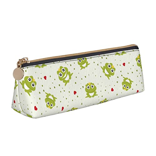 Oudrspo Federmäppchen mit niedlichem Tiermotiv, dreieckig, tragbares Federmäppchen, Leder-Organizer mit Reißverschluss, Kosmetiktasche von Oudrspo