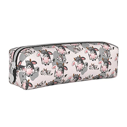 Oudrspo Federmäppchen mit niedlichem Tiermotiv, rund, Stiftetui, tragbar, Leder-Organizer mit Reißverschluss, Kosmetiktasche von Oudrspo