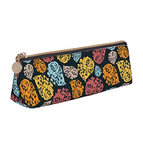Oudrspo Federmäppchen mit niedlichem Tierschneckenmuster, dreieckig, tragbares Federmäppchen, Leder-Organizer mit Reißverschluss, Kosmetiktasche von Oudrspo
