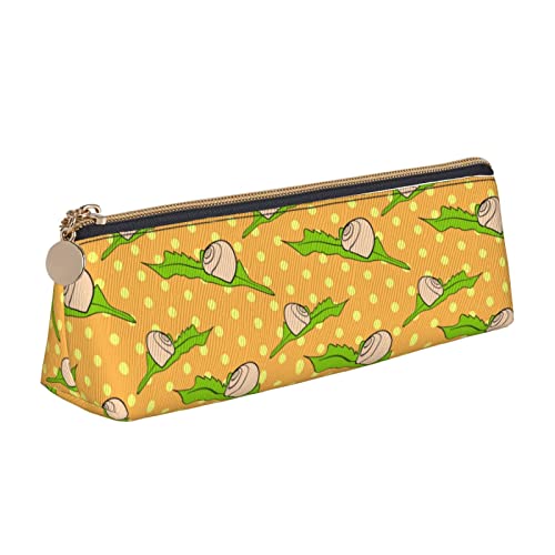 Oudrspo Federmäppchen mit niedlichem Tierschneckenmuster, dreieckig, tragbares Federmäppchen, Leder-Organizer mit Reißverschluss, Kosmetiktasche von Oudrspo