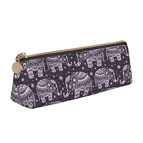 Oudrspo Federmäppchen mit niedlichen Tierelefanten, dreieckig, tragbares Federmäppchen, Leder-Organizer mit Reißverschluss, Kosmetiktasche von Oudrspo