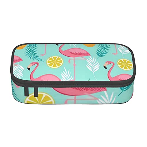 Oudrspo Flamingo Bedrucktes, langlebiges Federmäppchen, Schreibwarenetui mit Reißverschlussfach, tragbares Federmäppchen mit großer Kapazität von Oudrspo