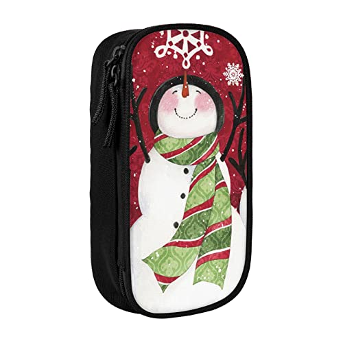 Oudrspo Frohe Weihnachten, niedlicher Schneemann, bedrucktes großes Federmäppchen, langlebiges Federmäppchen, tragbare Schreibwarentasche, Schreibwaren-Organizer von Oudrspo
