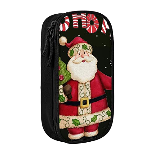 Oudrspo Frohe Weihnachten bedrucktes großes Federmäppchen, langlebiges Federmäppchen, tragbare Schreibwarentasche, Schreibwaren-Organizer von Oudrspo