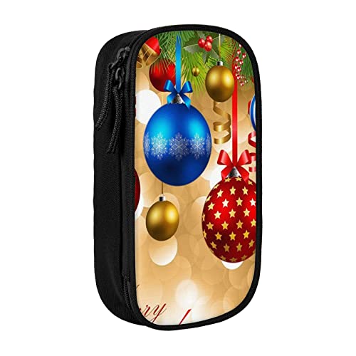 Oudrspo Frohe Weihnachten bedrucktes großes Federmäppchen, langlebiges Federmäppchen, tragbare Schreibwarentasche, Schreibwaren-Organizer von Oudrspo