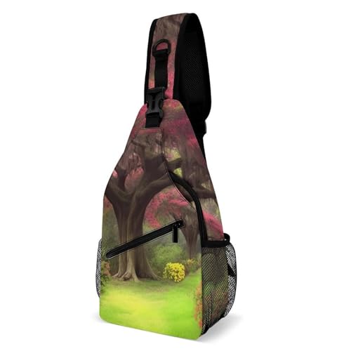 Oudrspo Garden Tree Sling Bag for Men Women Crossbody Backpack Gray Ferris Wheel Crossbody Bag Chest Bags for Travel Sport von Oudrspo