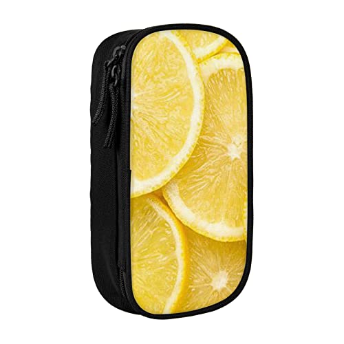 Oudrspo Gelbe Zitrone bedrucktes großes Federmäppchen, langlebiges Federmäppchen, tragbare Schreibwarentasche, Schreibwaren-Organizer von Oudrspo