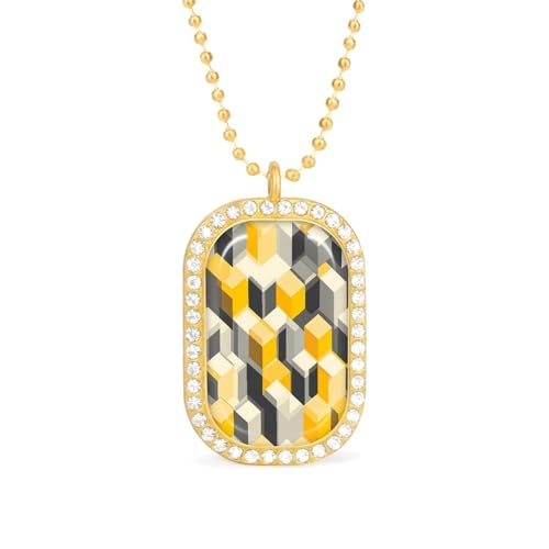 Oudrspo Gelbe und graue Würfel, glänzende quadratische weiße Diamant-Halskette für Frauen, Diamant-Anhänger, Schmuckkette, Geschenk Oudrspo Gelbe und graue Würfel, glänzende quadratische weiße Diamant-Halskette für Frauen, Diamant-Anhänger, Schmuckkette, Geschenk von Oudrspo