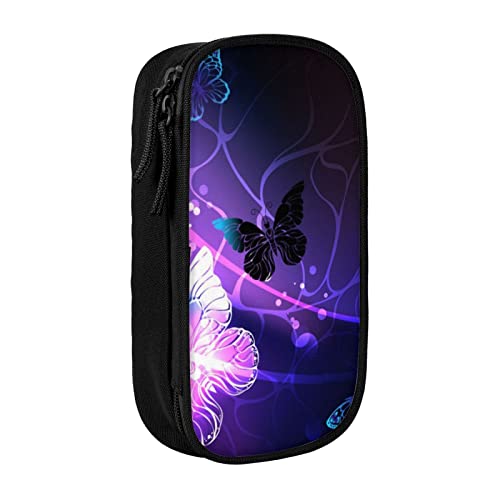 Oudrspo Großes Federmäppchen mit Hintergrund mit Nachtschmetterlingen, langlebiges Federmäppchen, tragbare Schreibwarentasche, Schreibwaren-Organizer von Oudrspo