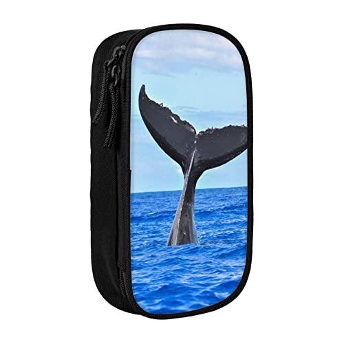 Oudrspo Großes Federmäppchen mit Walschwanz-Aufdruck, langlebiges Federmäppchen, tragbare Schreibwarentasche, Schreibwaren-Organizer von Oudrspo