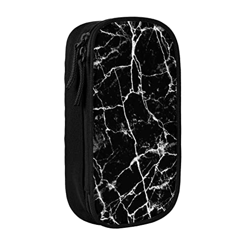 Oudrspo Großes Federmäppchen mit schwarzem Marmordruck, langlebiges Federmäppchen, tragbare Schreibwarentasche, Schreibwaren-Organizer von Oudrspo