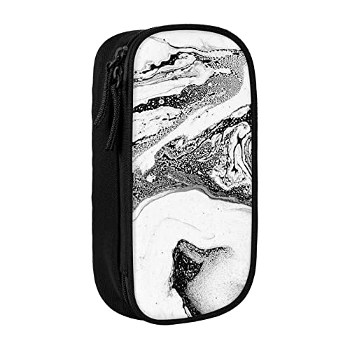 Oudrspo Großes Federmäppchen mit schwarzem und weißem Marmordruck, langlebiges Federmäppchen, tragbare Schreibwarentasche, Schreibwaren-Organizer von Oudrspo