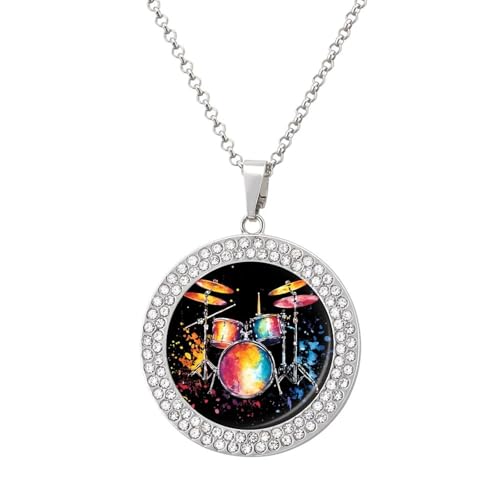 Oudrspo Halskette mit Anhänger „Aquarell-Trommelspritzer für Damen, Diamant-Halsketten, Kreis von Oudrspo