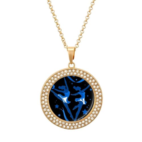 Oudrspo Halskette mit Anhänger „Turnerin Gymnastikband für Damen, Diamant-Halsketten, Kreis Oudrspo Halskette mit Anhänger „Turnerin Gymnastikband für Damen, Diamant-Halsketten, Kreis von Oudrspo