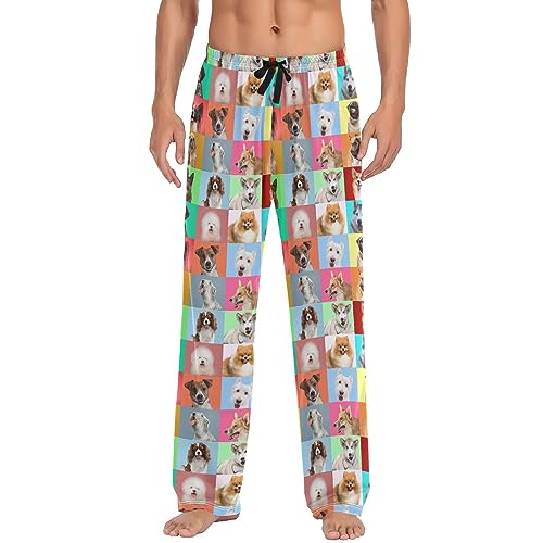 Oudrspo Hunde-Pyjamahose für Männer, Lange Jogginghose, leichte Schlafhose mit Taschen, Jogginghose von Oudrspo