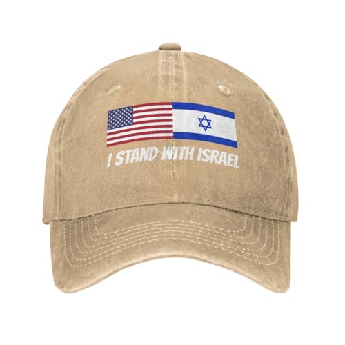 Oudrspo I Stand with Israel USA American Flag Support Israeli Cowboy Hat Men Vintage Baseball Cap Women Trucker Hat Black von Oudrspo