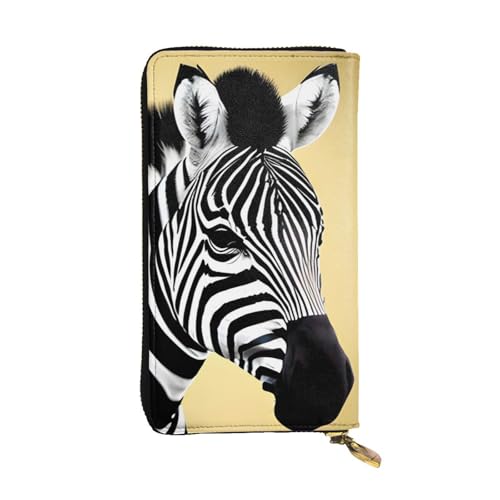 Oudrspo Ledergeldbörse 7,48 x 4,13 Zoll – Stilvolle und langlebige Geldbörse für Damen mit Mehreren Fächern und Reißverschlussdesign Schwarz-weißes Zebramuster von Oudrspo