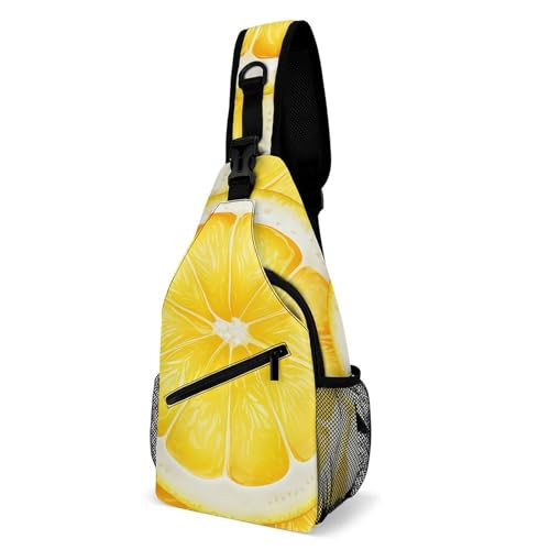 Oudrspo Lemon Slice Pattern Canadian Flag Sling Bag Crossbody Chest Bag with Pockets, Shoulder Backpack for Hiking, Travel von Oudrspo
