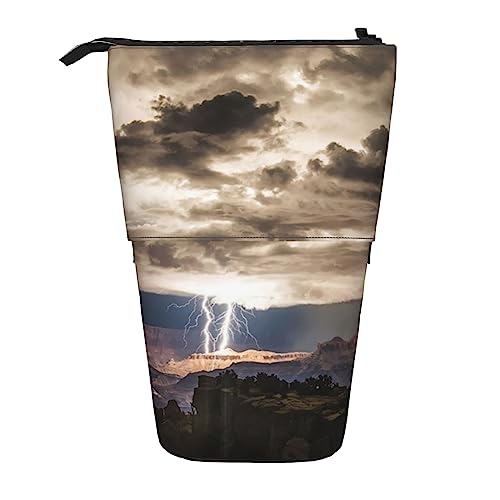 Oudrspo Lightning Dark Cloud Print Teleskop-Federmäppchen, Stifthalter, multifunktional, stehend, für Damen und Herren von Oudrspo