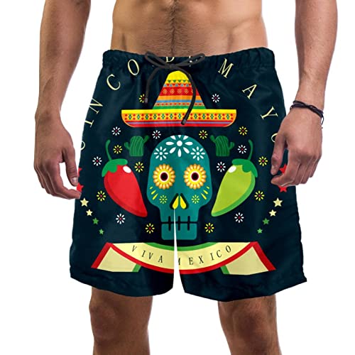 Oudrspo Mexico Day of The Dead Sugar Skull Cacti Badehose für Herren, schnell trocknend, Badeanzug, Strand, Badeshorts, Badeanzüge von Oudrspo