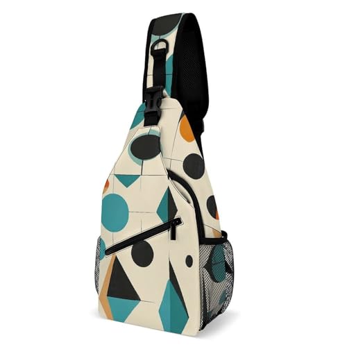Oudrspo Mid Century Geometric Sling Bag for Men Women Crossbody Backpack Hot Air Balloons Crossbody Bag Chest Bags for Travel Sport von Oudrspo