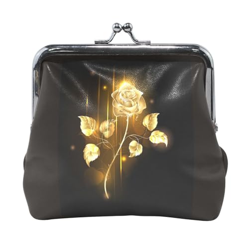 Oudrspo Multi 11 Damen-Geldbörse aus Leder, Hasp-Kartenschlüssel, Wechselgeldbörse, Kiss Lock, Clutch, Tasche, Damenhandtasche mit Kleiner Schnalle, Nahtloser Druck auf Schwarz von Oudrspo