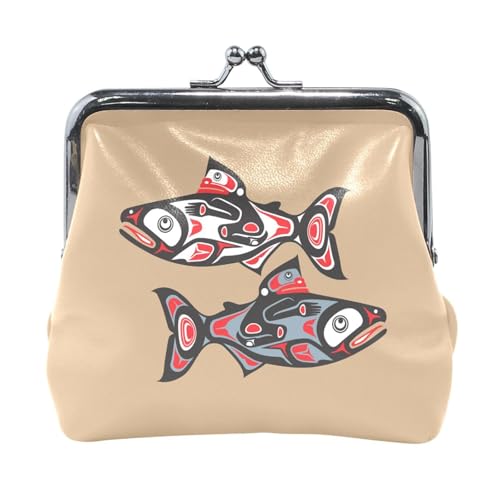 Oudrspo Multi 12 Damen-Geldbörse aus Leder, Hasp-Kartenschlüssel, Wechselgeldbörse, Kiss Lock, Clutch, Tasche, Damenhandtasche mit Kleiner Schnalle, Print, Orange Fox von Oudrspo