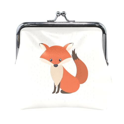 Oudrspo Multi 15 Damen-Geldbörse aus Leder, Hasp-Kartenschlüssel, Wechselgeldbörse, Kiss Lock, Clutch, Tasche, Damenhandtasche mit Kleiner Schnalle, Print, Orange Fox von Oudrspo